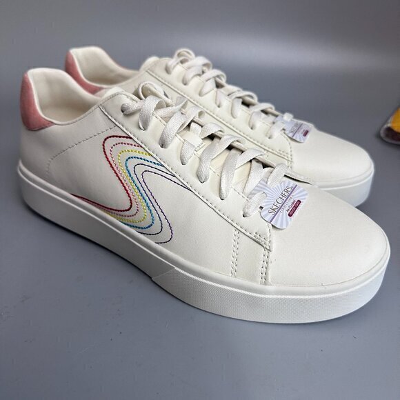 Skechers Court Classics Eden LX-Lined Up Natural 185001 Vegan‎ Womens Sz 9.5 NEW - Picture 1 of 6